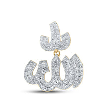 Load image into Gallery viewer, 14kt Yellow Gold Baguette Diamond Allah Charm Pendant - 1 Cttw - Splendid Jewellery - Top View