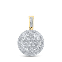 Load image into Gallery viewer, 14kt Yellow Gold Baguette and Round Diamond Circle Charm Pendant for Men - 1-1/3 Cttw - Top View