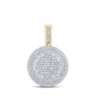 14kt Yellow Gold Baguette and Round Diamond Circle Charm Pendant for Men - 1-1/3 Cttw - Top View