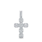 14kt Yellow Gold Baguette Diamond Cross Charm Pendant - 1 Cttw - Top View