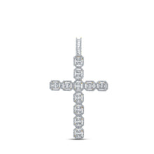 Load image into Gallery viewer, 14kt Yellow Gold Baguette and Round Diamond Cross Pendant - 2-1/3 Cttw - Top View