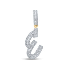 Load image into Gallery viewer, 14kt Yellow Gold Men&#39;s Baguette Diamond E Initial Charm Pendant - 3/4 Cttw - Top View