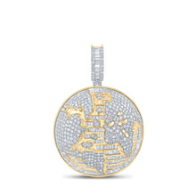Load image into Gallery viewer, 14kt Yellow Gold Men&#39;s Baguette Diamond Earth Globe Charm Pendant - 7-3/4 Cttw - Top View