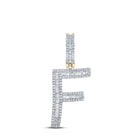 14kt Yellow Gold Men's Baguette Diamond F Initial Charm Pendant - 3/4 Cttw - Top View