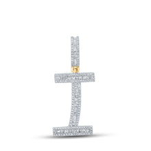 Load image into Gallery viewer, 14kt Yellow Gold Men&#39;s Baguette Diamond I Initial Letter Charm Pendant - 3/4 Cttw - Top View