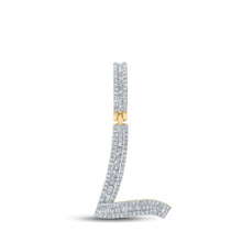 Load image into Gallery viewer, 14kt Yellow Gold Men&#39;s Baguette Diamond L Initial Charm Pendant - 5/8 Cttw - Top View