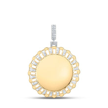 Load image into Gallery viewer, 14kt Yellow Gold Baguette and Round Diamond Circle Charm Pendant - 1 Cttw - Top View