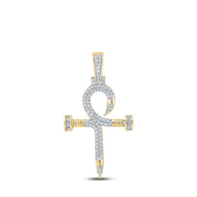 Load image into Gallery viewer, 14kt Yellow Gold Baguette Diamond Nail Cross Pendant - 3/4 Ct.t.w. - Top View