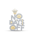 14kt Yellow Gold Men's Baguette Diamond NO DAYS OFF Charm Pendant - 3-3/8 Cttw - Top View