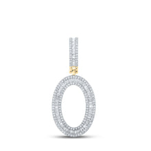 Load image into Gallery viewer, 14kt Yellow Gold Men&#39;s Baguette Diamond O Initial Letter Charm Pendant - 1 Cttw - Top View