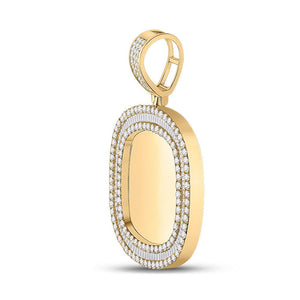 Men's Diamond Charm Pendant | 14kt Yellow Gold Mens Baguette Diamond Picture Memory Charm Pendant 4 Cttw | Splendid Jewellery GND