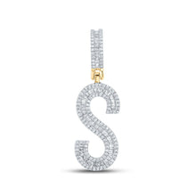 Load image into Gallery viewer, 14kt Yellow Gold Men&#39;s Baguette Diamond S Initial Charm Pendant - 3/4 Cttw - Top View