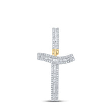 Load image into Gallery viewer, 14kt Yellow Gold Men&#39;s Baguette Diamond T Initial Letter Charm Pendant - 5/8 Cttw - Top View
