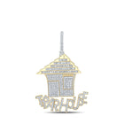 14kt Yellow Gold Men's Baguette Diamond Trap House Charm Pendant - 4-3/8 Cttw - Top View