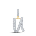 14kt Yellow Gold Baguette Diamond U Initial Charm Pendant - 7/8 Cttw - Top View