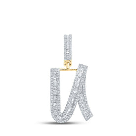 14kt Yellow Gold Baguette Diamond U Initial Charm Pendant - 7/8 Cttw - Top View