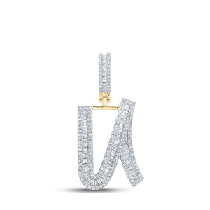 Men's Diamond Charm Pendant | 14kt Yellow Gold Mens Baguette Diamond U Initial Letter Charm Pendant 7/8 Cttw | Splendid Jewellery GND