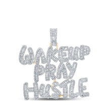Load image into Gallery viewer, 14kt Yellow Gold Men&#39;s Baguette Diamond Wake Up Pray Hustle Charm Pendant - 3-3/4 Cttw - Top View