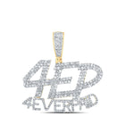 14kt Yellow Gold Men's Round Diamond 4 EVER PAID Charm Pendant - Captivating Brilliance - Top View