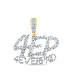 14kt Yellow Gold Men's Round Diamond 4 EVER PAID Charm Pendant - Captivating Brilliance - Top View