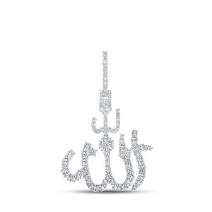 Men's Diamond Charm Pendant | 14kt Yellow Gold Mens Round Diamond Allah Islam Charm Pendant 2 Cttw | Splendid Jewellery GND