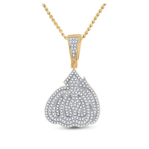 Men's Diamond Charm Pendant | 14kt Yellow Gold Mens Round Diamond Allah Islam Charm Pendant 5/8 Cttw | Splendid Jewellery GND