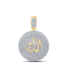Load image into Gallery viewer, 14kt Yellow Gold Men&#39;s Round Diamond Allah Islam Circle Charm Pendant - 2-3/4 Cttw - Top View