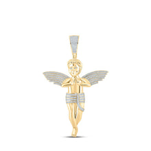 Load image into Gallery viewer, 14kt Yellow Gold Men&#39;s Round Diamond Angel Charm Pendant - Captivating 4-1/4 Cttw Jewelry Piece - Top View