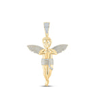 14kt Yellow Gold Men's Round Diamond Angel Charm Pendant - Captivating 4-1/4 Cttw Jewelry Piece - Top View