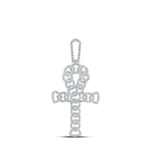 Load image into Gallery viewer, 14kt Yellow Gold Men&#39;s Round Diamond Ankh Charm Pendant - A Dazzling Symbol of Style and Elegance - Top View
