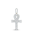 14kt Yellow Gold Men's Round Diamond Ankh Charm Pendant - A Dazzling Symbol of Style and Elegance - Top View