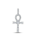 14kt Yellow Gold Men's Round Diamond Ankh Cross Charm Pendant - 1/5 Cttw - Top View