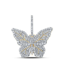Load image into Gallery viewer, 14kt Yellow Gold Men&#39;s Round Diamond Butterfly Charm Pendant - 1.5 Cttw - Top View