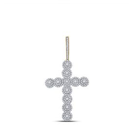 14kt Yellow Gold Men's Diamond Cross Pendant - 1.5 Ct.t.w. - Top View