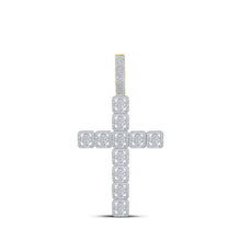 Load image into Gallery viewer, 14kt Yellow Gold Men&#39;s Round Diamond Cross Charm Pendant - 1-1/5 Cttw - Top View