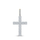 14kt Yellow Gold Men's Round Diamond Cross Charm Pendant - 1-1/5 Cttw - Top View