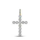 14kt Yellow Gold Men's Round Diamond Cross Charm Pendant - 1/3 Cttw - Splendid Jewellery - Top View