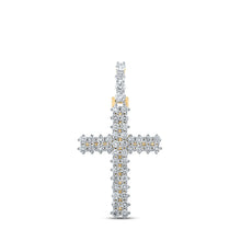 Load image into Gallery viewer, 14kt Yellow Gold Men&#39;s Round Diamond Cross Charm Pendant - 2-1/3 Cttw - Top View