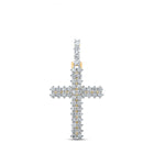 14kt Yellow Gold Men's Round Diamond Cross Charm Pendant - 2-1/3 Cttw - Top View