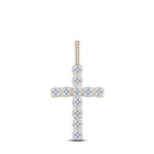 14kt Yellow Gold Men's Round Diamond Cross Charm Pendant - 2 Cttw - Top View