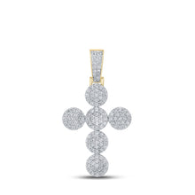 Load image into Gallery viewer, 14kt Yellow Gold Men&#39;s Round Diamond Cross Charm Pendant - 2 Cttw - Top View
