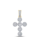 14kt Yellow Gold Men's Round Diamond Cross Charm Pendant - 2 Cttw - Top View