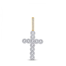 Load image into Gallery viewer, 14kt Yellow Gold Men&#39;s Round Diamond Cross Charm Pendant - 3/4 Cttw - Top View