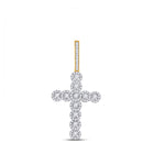 14kt Yellow Gold Men's Round Diamond Cross Charm Pendant - 3/4 Cttw - Top View