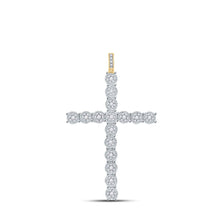 Load image into Gallery viewer, 14kt Yellow Gold Men&#39;s Round Diamond Cross Charm Pendant - Exquisite Brilliance - Top View