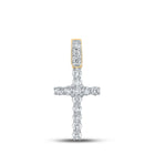 14kt Yellow Gold Men's Diamond Cross Charm Pendant - 3/4 Cttw - Splendid Jewellery - Top View