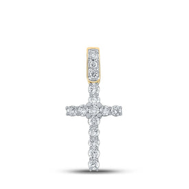 14kt Yellow Gold Men's Diamond Cross Charm Pendant - 3/4 Cttw - Splendid Jewellery - Top View