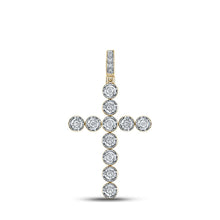 Load image into Gallery viewer, 14kt Yellow Gold Men&#39;s Round Diamond Cross Charm Pendant - 5/8 Cttw - Top View