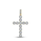 14kt Yellow Gold Men's Round Diamond Cross Charm Pendant - 5/8 Cttw - Top View
