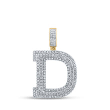 Load image into Gallery viewer, 14kt Yellow Gold Men&#39;s Diamond D Initial Letter Charm Pendant - 1-7/8 Cttw - Top View